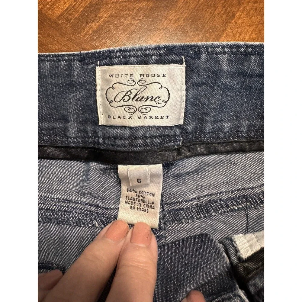 White House Black Market Blanc Blue Jean Skirt Size 6